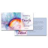 Einladungskarte Taufe einfach Motiv Regenbogen blau