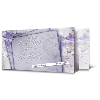 Einladungskarte Hochzeit Motiv festlich Rahmen lila