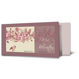 Einladungskarte Hochzeit Motiv floral Rosen