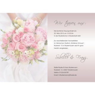 Einladungskarte Hochzeit Motiv grafisch Brautstrauß