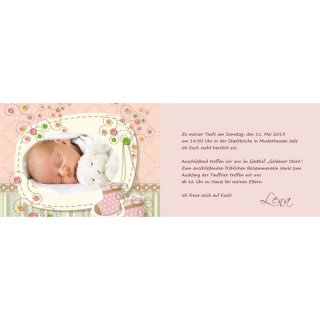 Einladungskarte Taufe quer Baby rosa